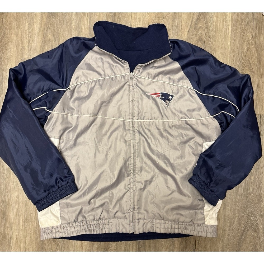 Vintage NFL New England Patriots Reversible Jacket Fleece Windbreaker L